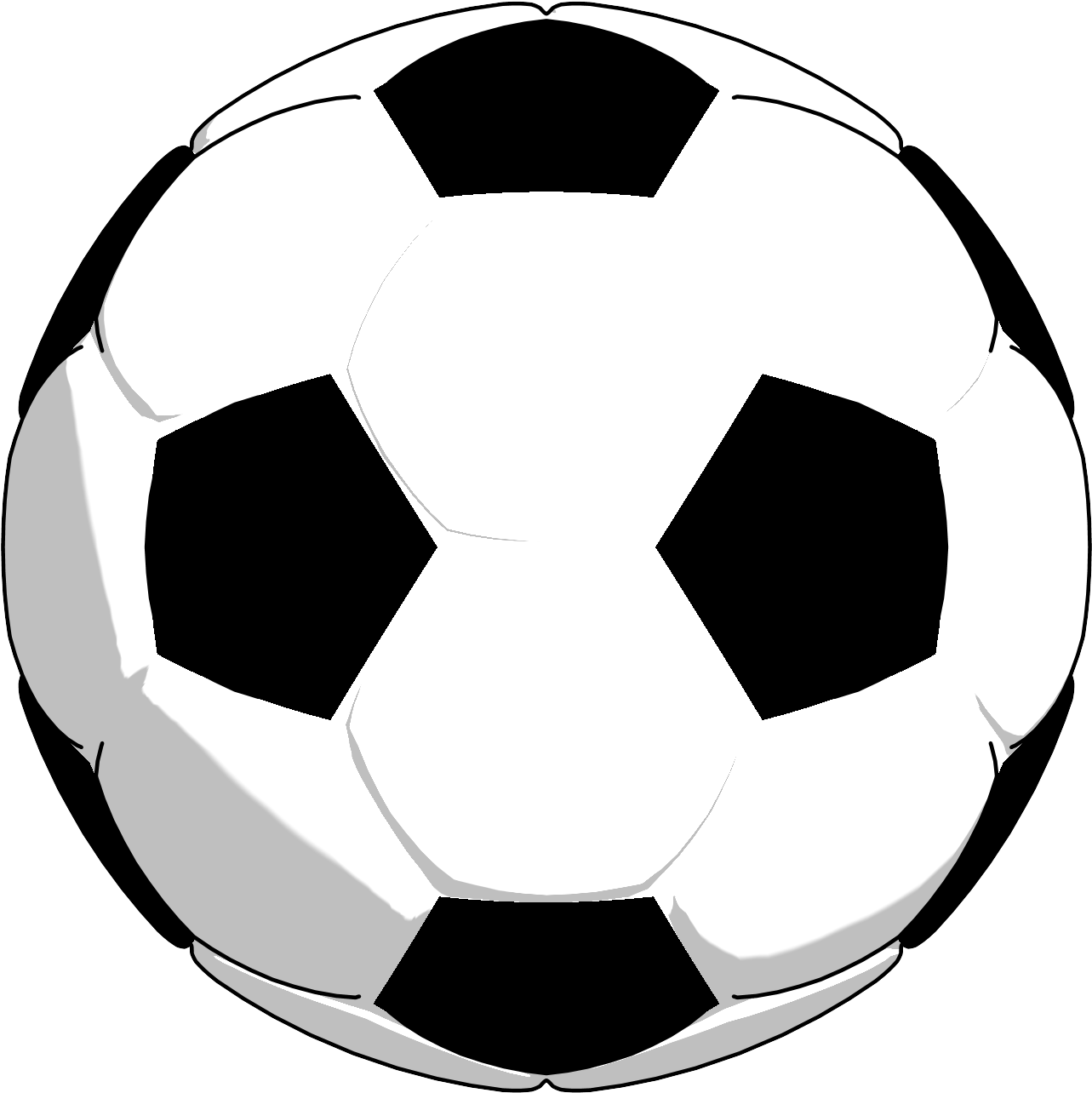 Ball Clipart Balck White - Black And White Soccer Ball Clip Art (1339x1340)