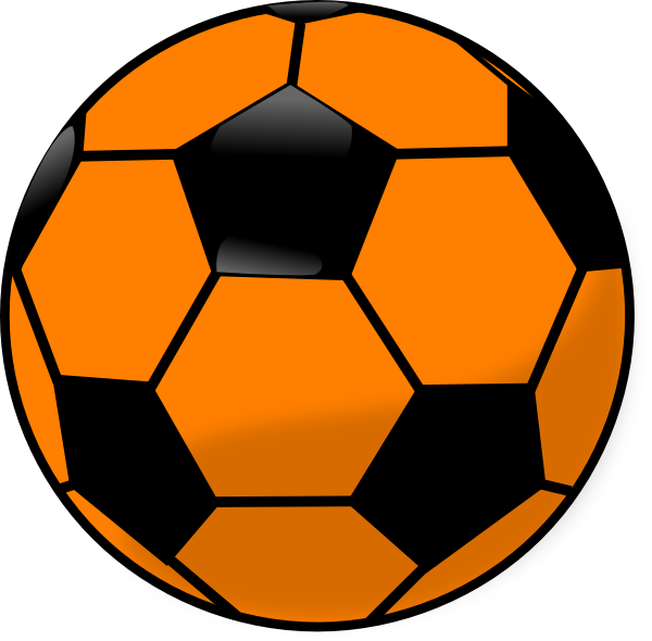 Strikers - Orange And Black Soccer Ball (600x590)