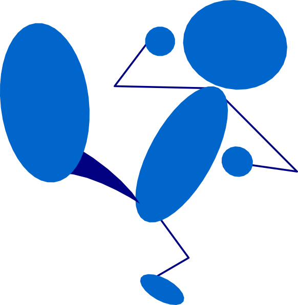 Blueman Kicking Clip Art - Kicking Clipart (582x596)
