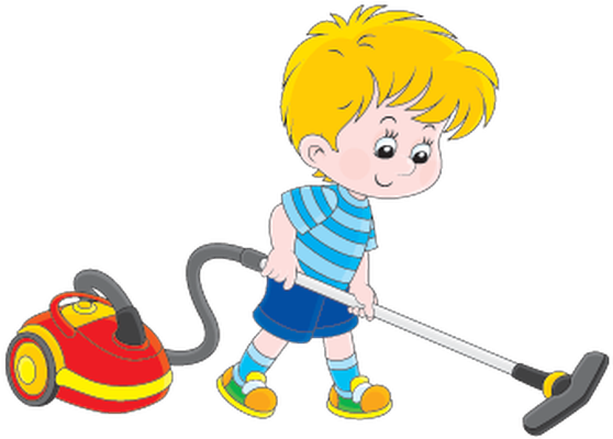 Boy With A Vacuum Cleaner - Kids Vacuuming Clipart (582x399)