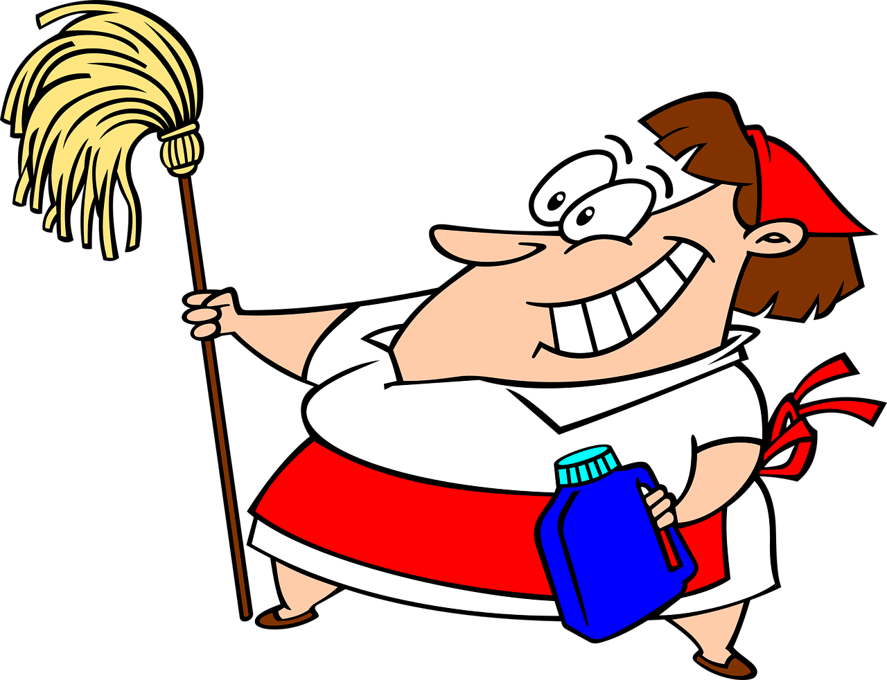 Cartoon Cleaning Comic Characters Lady Maid Mop - Cleaning Clip Art (1280x982)