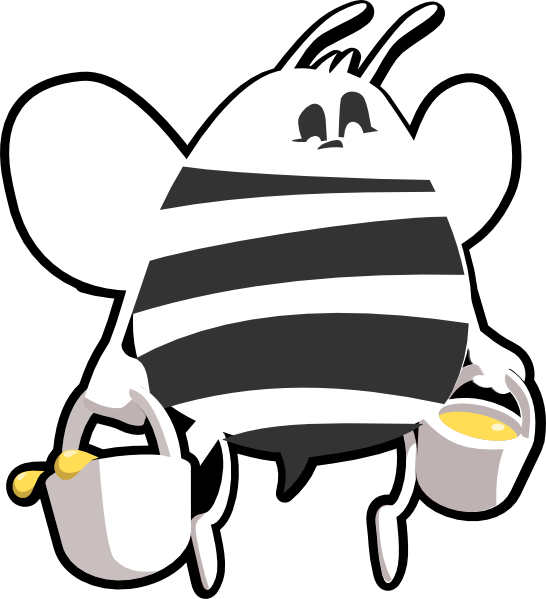 Bee Black And White Clip Art - Honey Bee Black And White Vector Png (546x599)