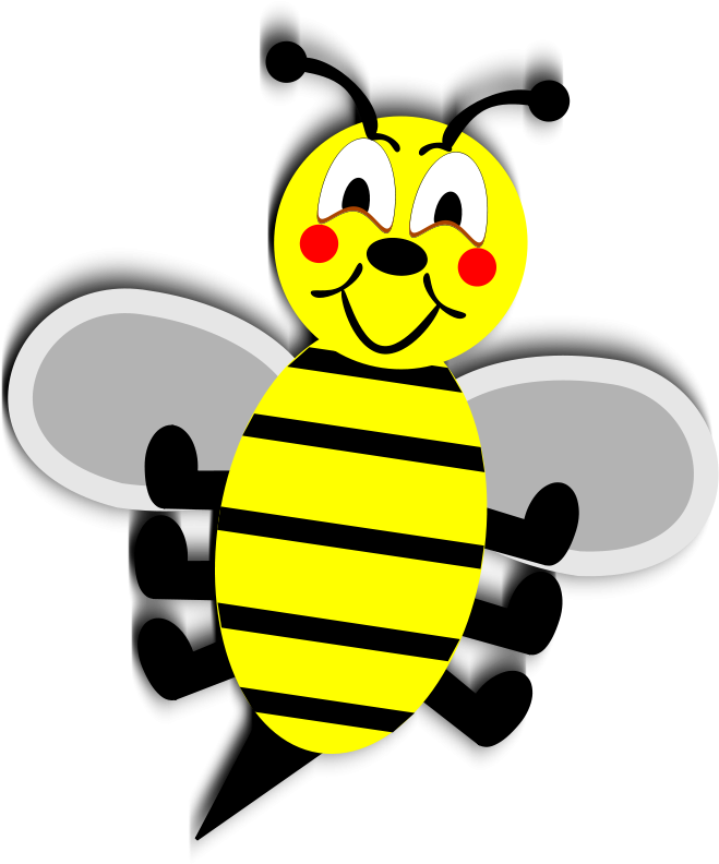 Free Stock Photos - Black Yellow Animation Cartoon Bee Illustration Large (718x800)