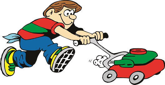 Serving People Clipart Collection - Cartoon Lawn Care Logo (528x271)