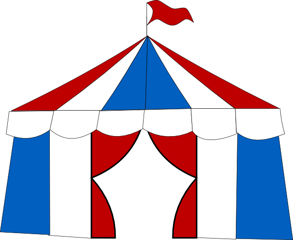 Carnival Tent Clip Art - Red White And Blue Circus (600x492)