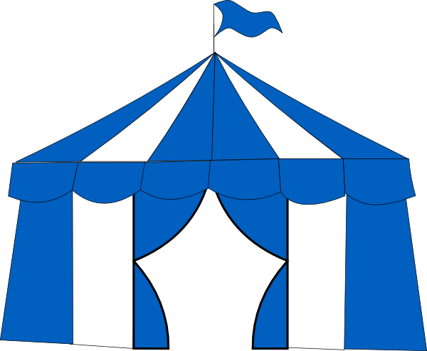 Blue Circus Tent 2 Clip Art - Carnival Tent Clip Art Icon (600x494)