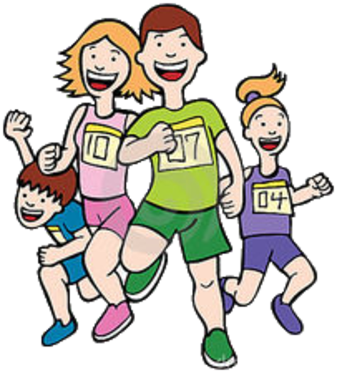 Athletics Carnival Postponed - Family Running Clipart (474x525)