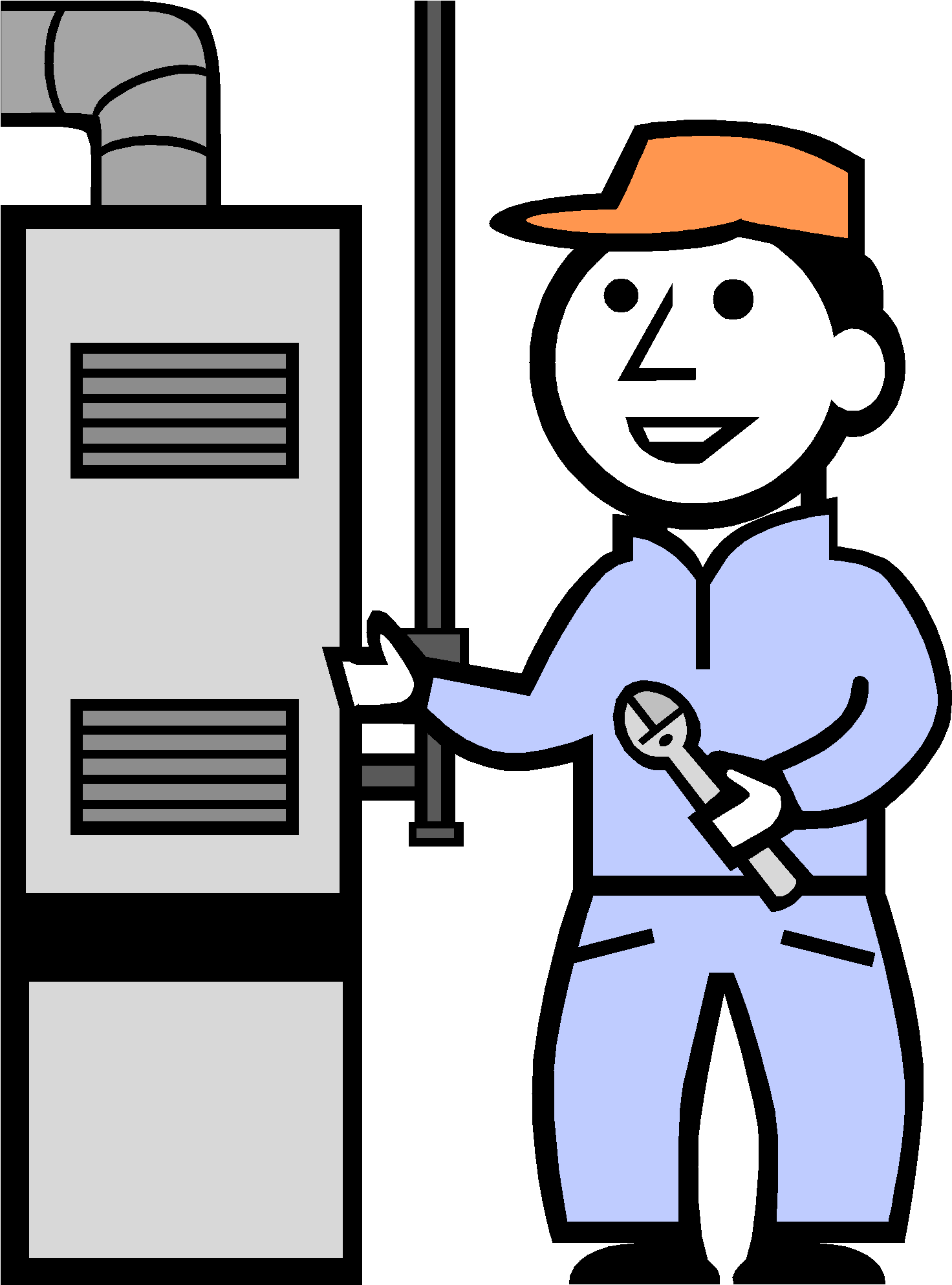 Cleaning Furnace Clip Art - Hvac Technician Clipart (1548x2072)