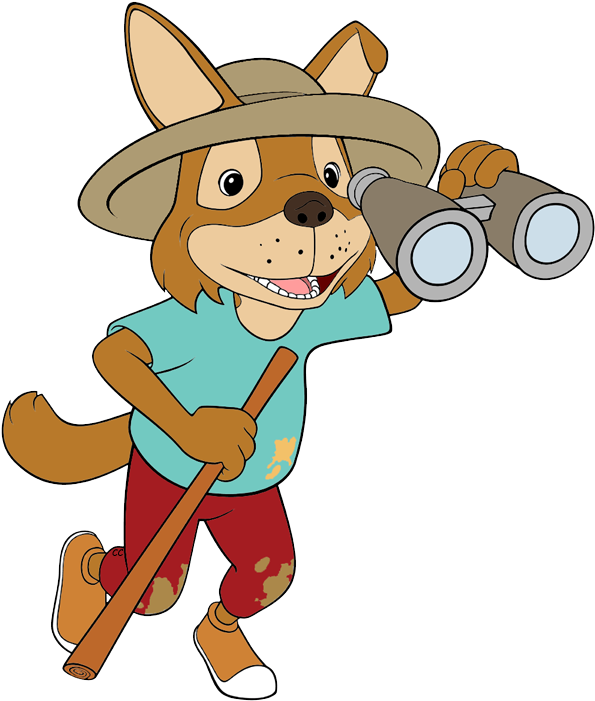 Jake Looking Through Binoculars - Cartoon (600x710)