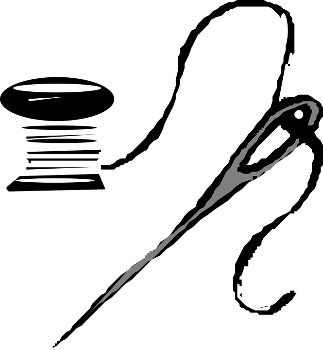 Needle Thread Needle Eye Sewing Reel Needlework - Needle And Thread Clip Art (665x720)