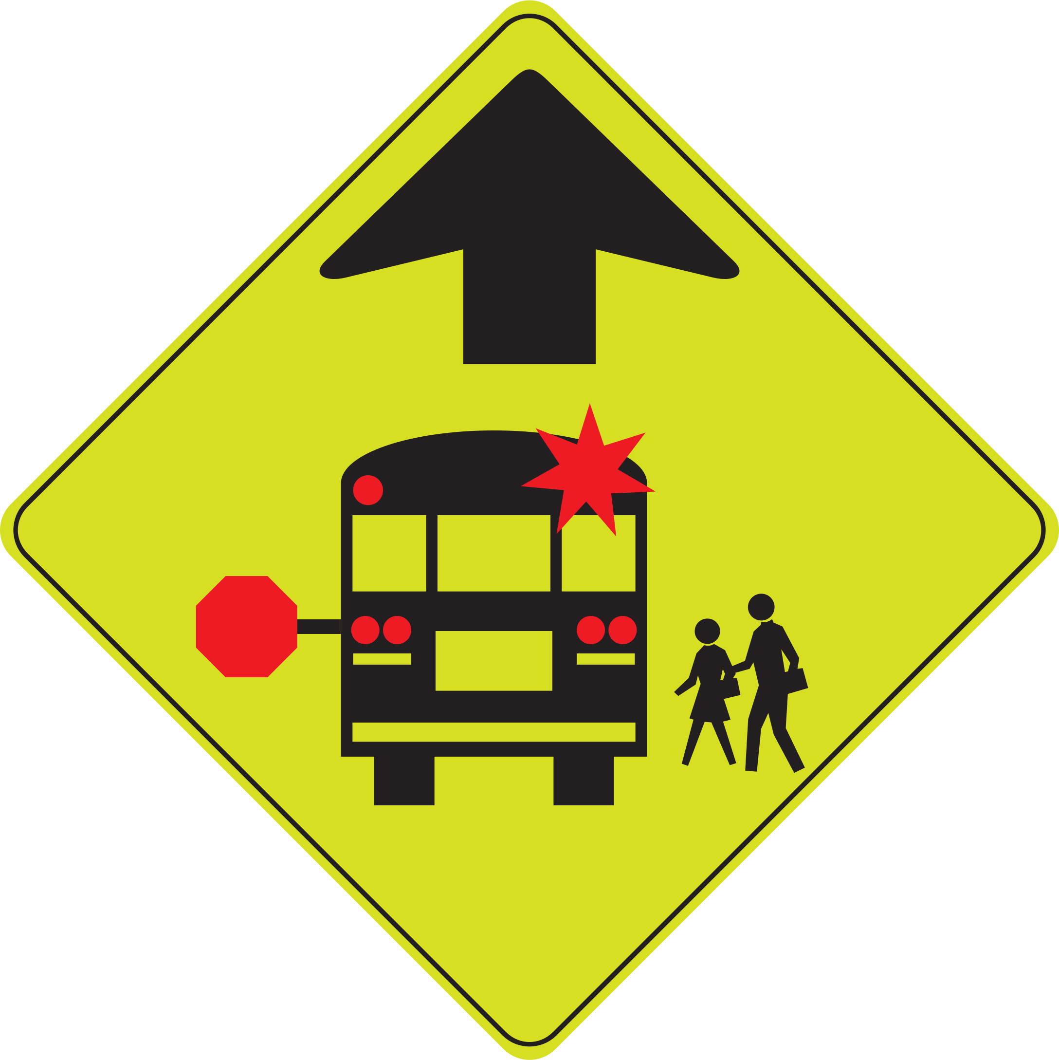 Clipart - Stop For School Bus Sign (2176x2177)