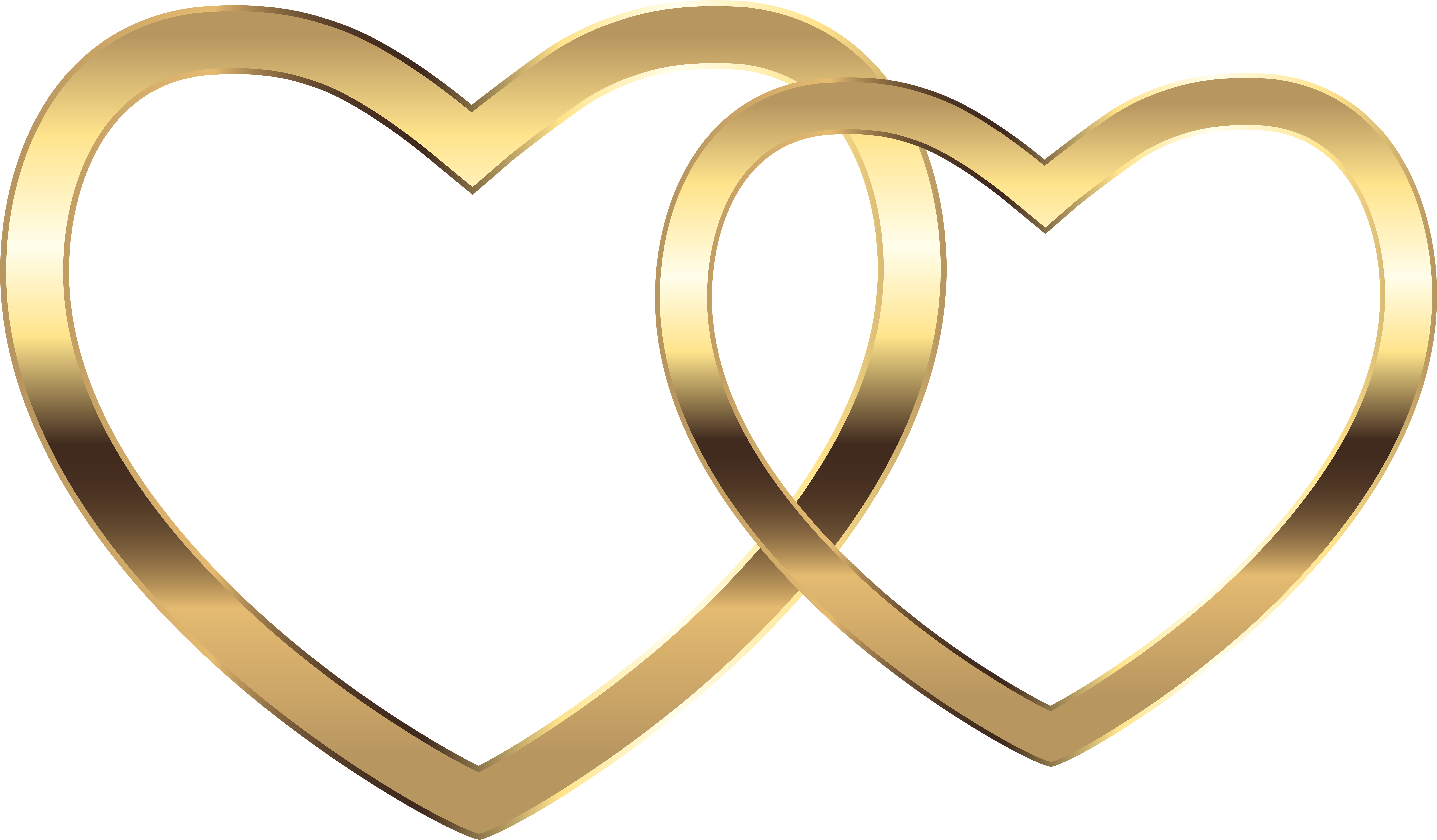 Transparent Two Gold Hearts Png Clip Art Image - Two Heart Transparent Png (8000x4740)
