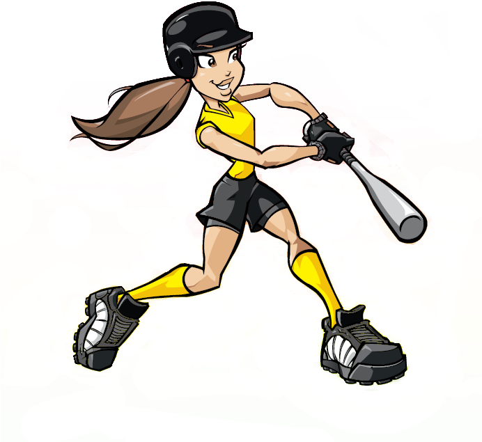 Alston Middle School - Girl Softball Player Cartoon (691x676)