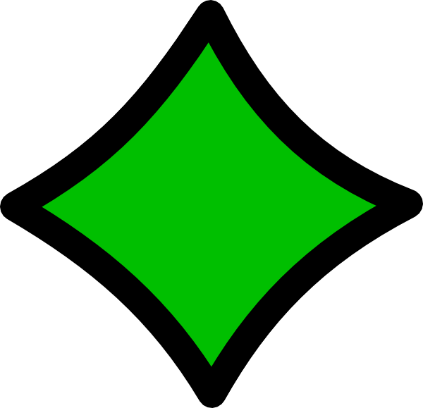 Diamond Green Black Outline Clip Art - Clipart Green Diamond (600x579)