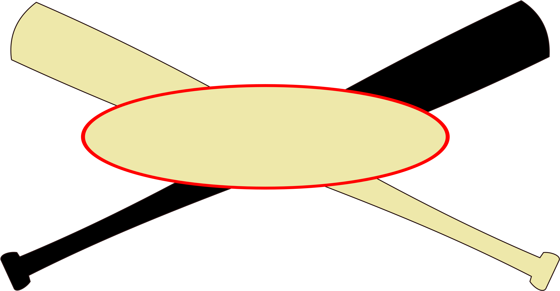 Baseball Bat Clip Art - Crossed Baseball Bats (2400x1271)