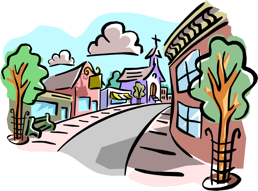 Town Clipart - School And Community Relations (881x658)