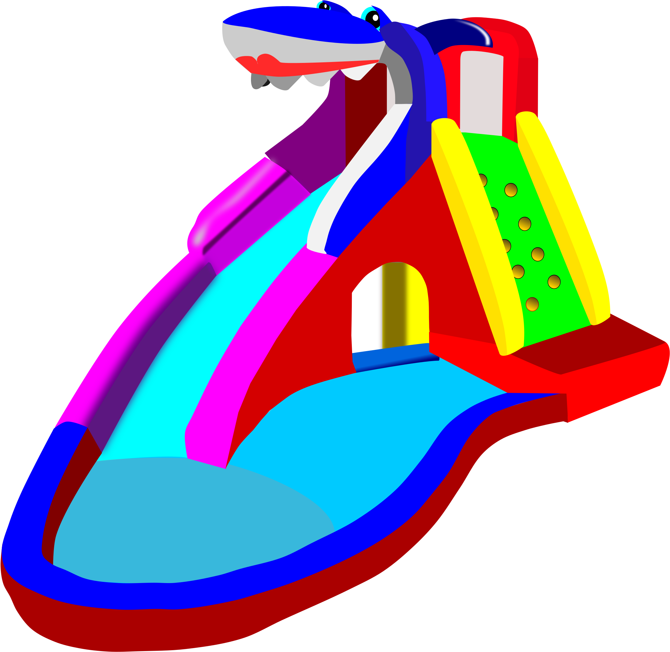 Clipart Bouncy Castle Water Slide Pool - Inflatable Water Slide Clipart (2400x2320)