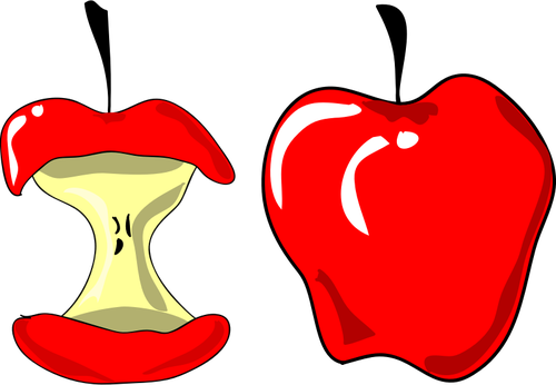 Vector Illustration Of Red Apple And Apple Cut In A - Custom Red Apples Mugs (500x346)