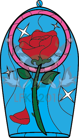 Beauty And The Beast Rose Tattoo By Lady Clipart - Beauty And The Beast Rose Stainedglass Pattern (265x460)