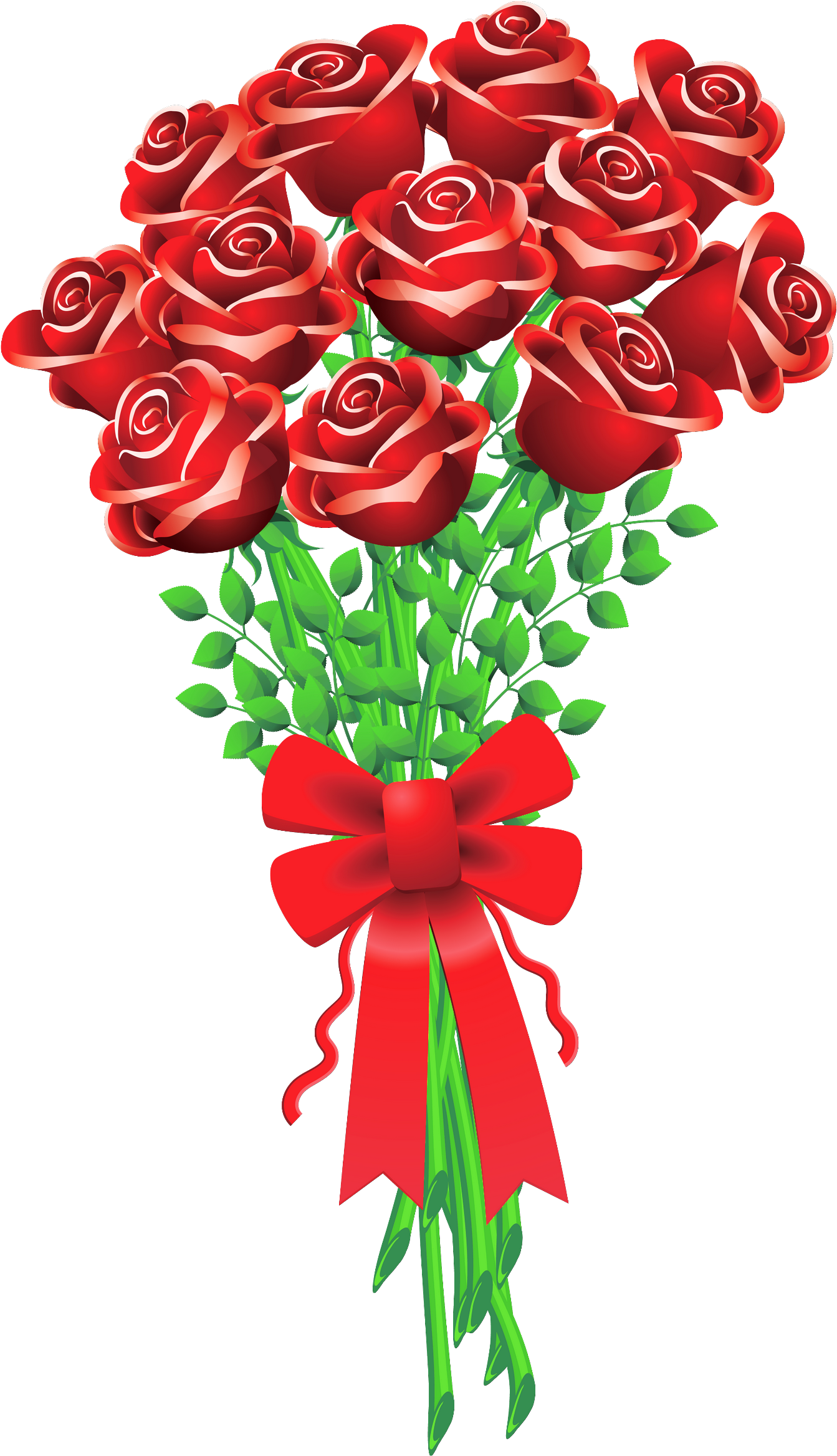Red Rose Clipart Valentine Rose - Bouquet Of Roses Clipart (1451x2431)