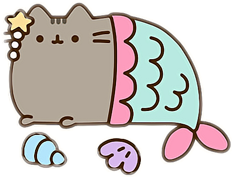 Pusheencat Pusheen Cute Kawaii Stickersalma Mermaid - Pusheen Cat Drawing Mermaid (476x362)