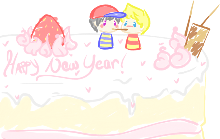 New Years Cake For Ness And Lucas By Memoriimakiko - New Years Cake For Ness And Lucas By Memoriimakiko (900x570)
