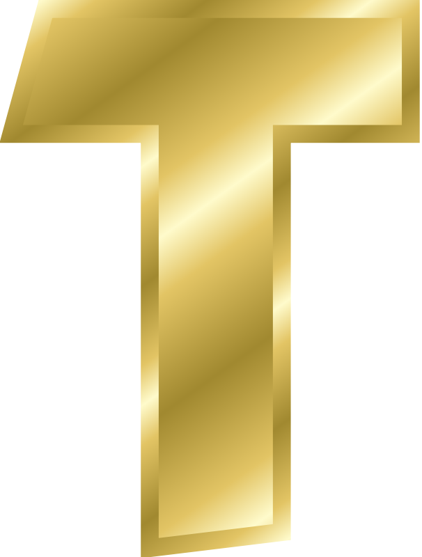 Free Effect Letters Alphabet Gold - Big Letter T Gold (606x800)