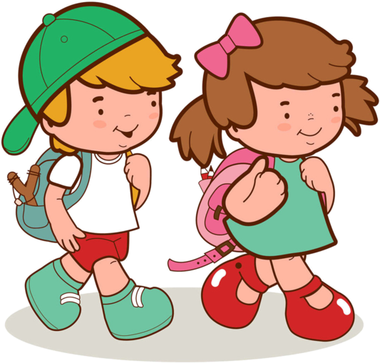 Hojas Decoradas - Boy And A Girl Going To School (600x572)