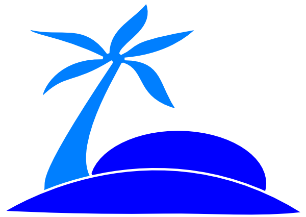 Blue Palm Tree - Beach Clipart Blue (600x425)
