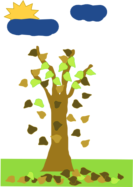 Tree With Leaves Falling Clip Art - Tree Falling Leaf Animation (510x597)