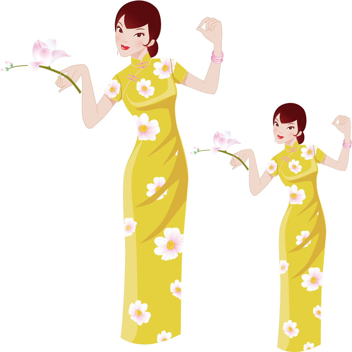 Cartoon Cheongsam Woman Download - Cheongsam (1201x1217)
