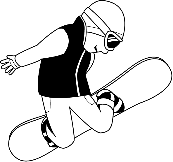 Snowboard Clipart - Snowboard Black And White (592x556)