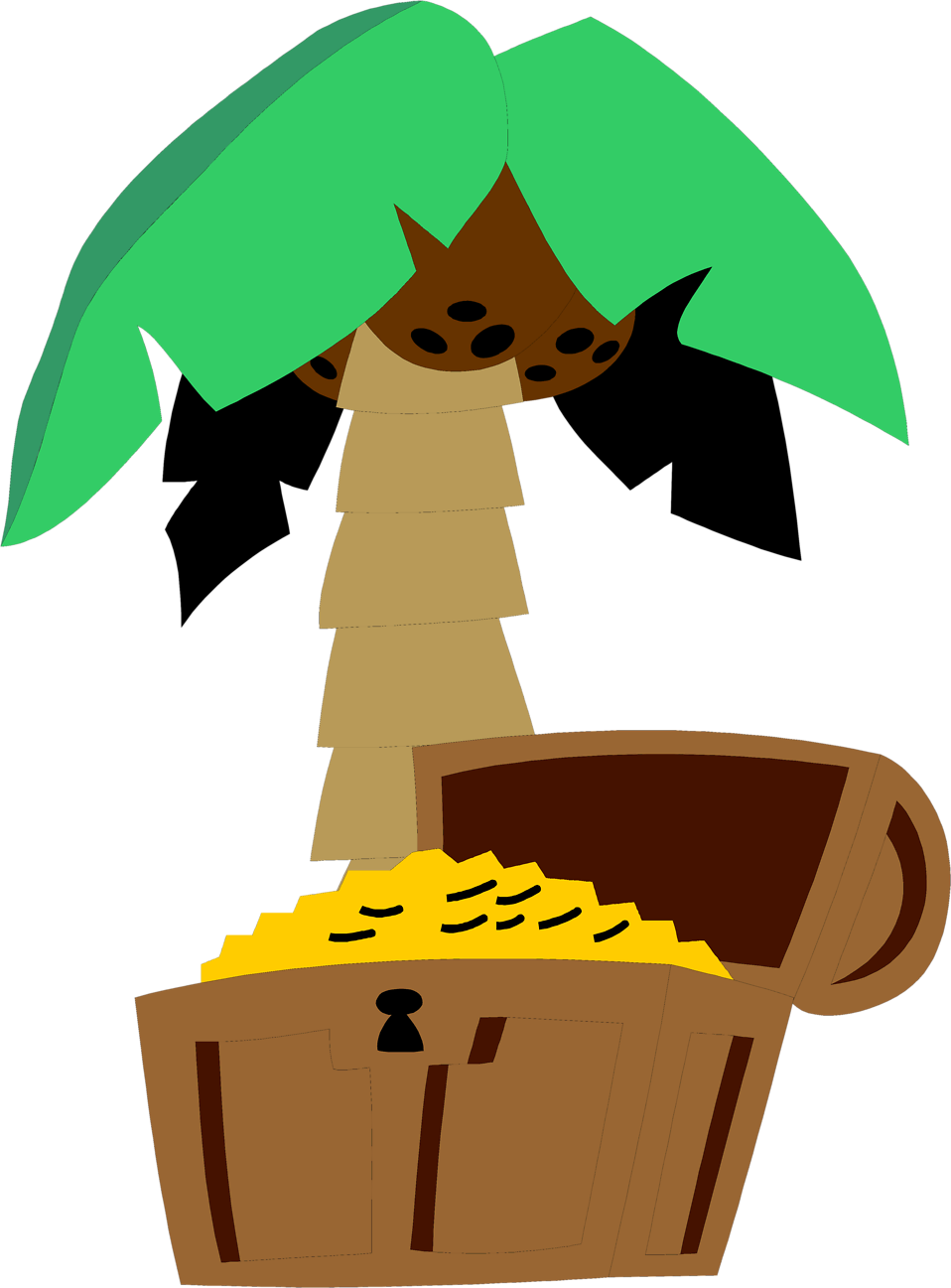 Illustration Of A Treasure Chest And A Palm Tree - Treasure Chest And Palm Tree (958x1297)