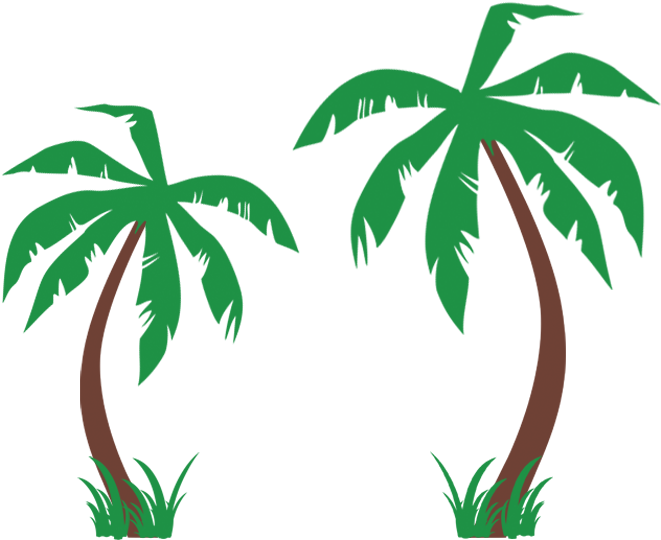 Palm Tree Decal For Wall Coconut Trees With Grass Wall - Palm Tree With Grass (800x550)