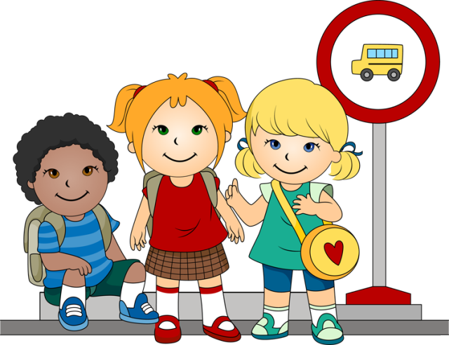 Kids Back To School Clipart - Clip Art Of Bus Stop (640x492)