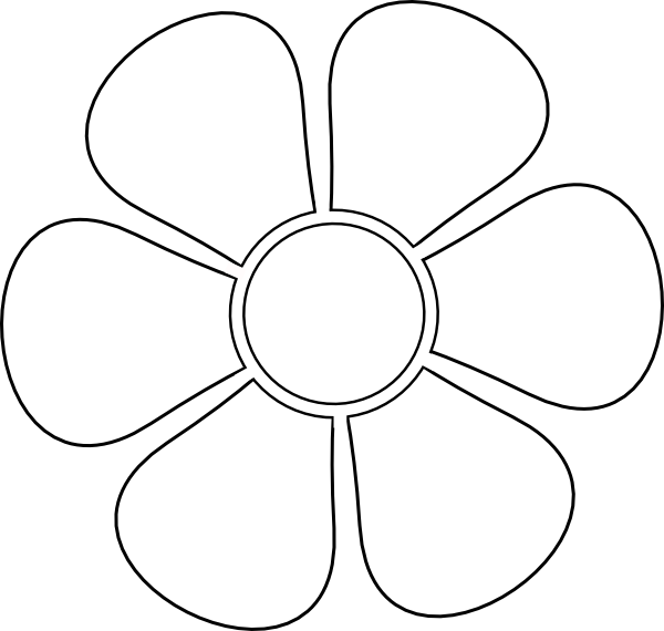 Stencil Clip Art At Clker - 6 Petal Flower Template (600x570)