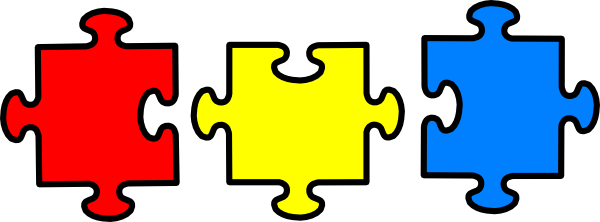 Multi Color Puzzle Clip Art - Jigsaw Piece Black And White (600x222)
