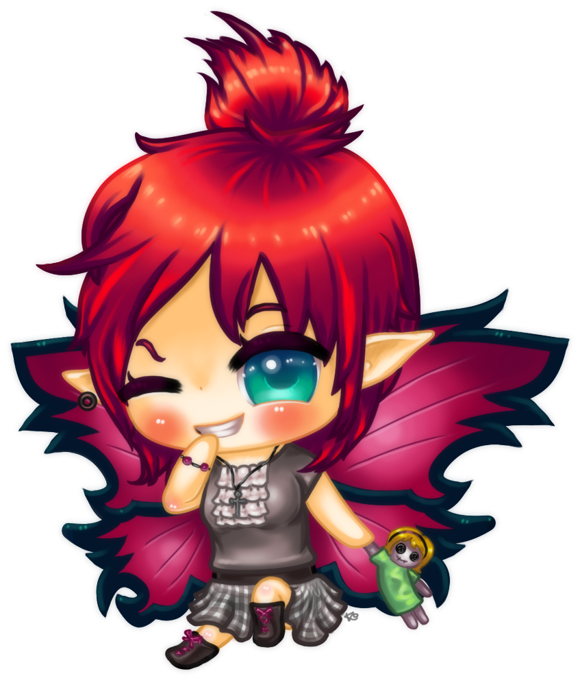 Thistle The Punk Fairy Chibi Commission By Kattling - Fairies Chibi (870x1000)