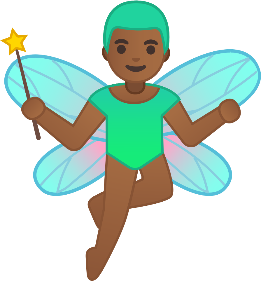 Man Fairy Medium Dark Skin Tone Icon - Fairy Icon (1024x1024)
