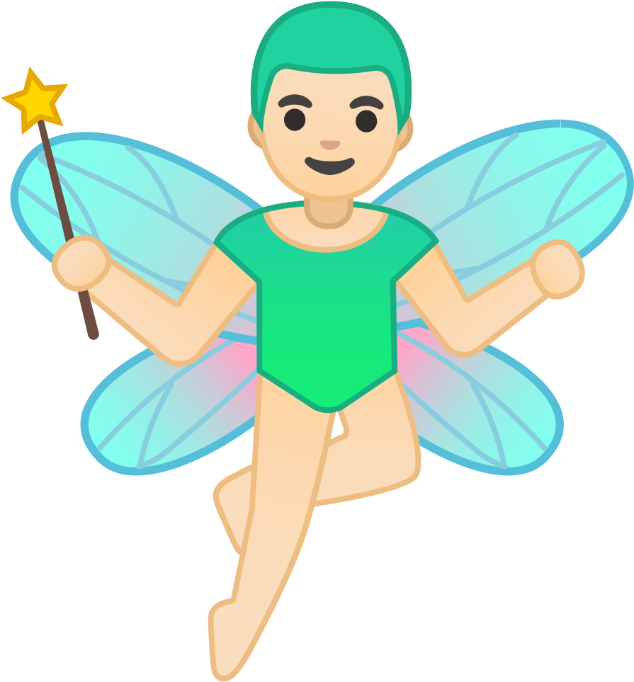 Man Fairy Light Skin Tone Icon - Fairy Icon (1024x1024)