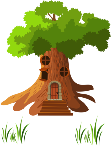 Tubes Arbres Feuilles Branches - Cartoon Tree House (389x500)