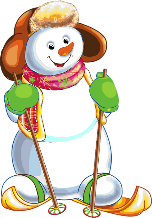 Dessin Bonhomme De Neige En Ski Clipart (490x700)