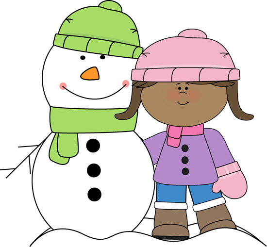 Girl With Snowman - Snow Gear Clip Art (550x509)