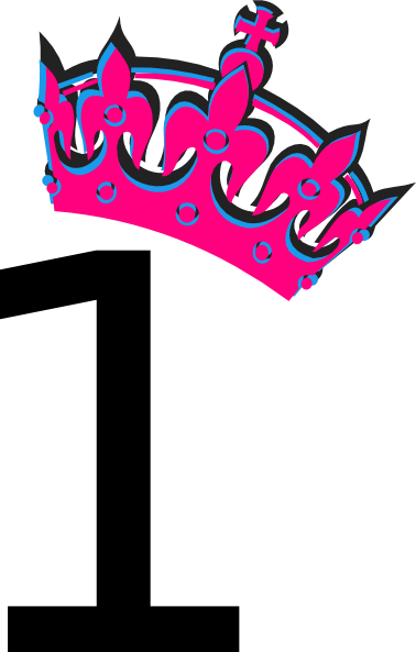 Pink Tilted Tiara And Number 1 Clip Art At Clker - Number 2 In Pink (378x593)