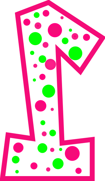 Number 1 Pink And Green Polkadot R Clip Art At Clker - Green (342x590)