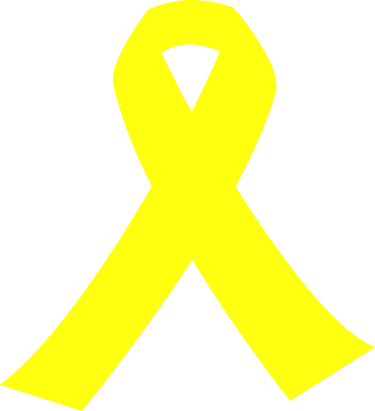 Yellow Cancer Ribbon Black Background (546x599)