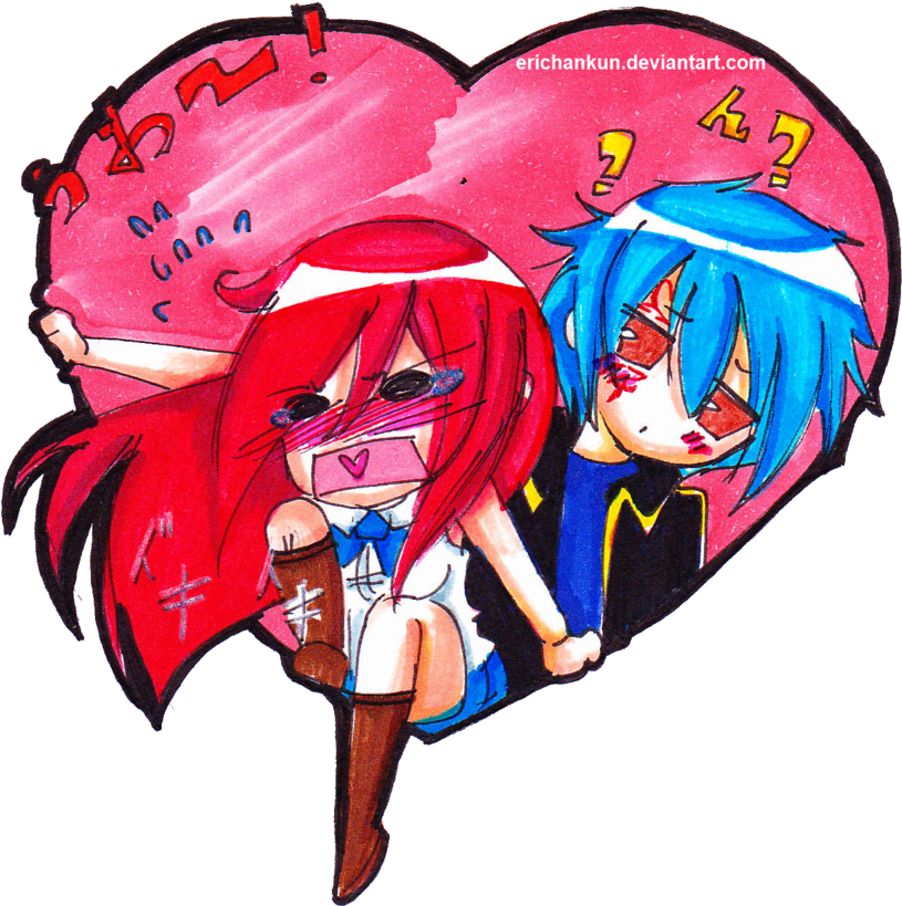 Fairy Tail - Fairy Tail Erza Et Jellal Chibi (900x884)