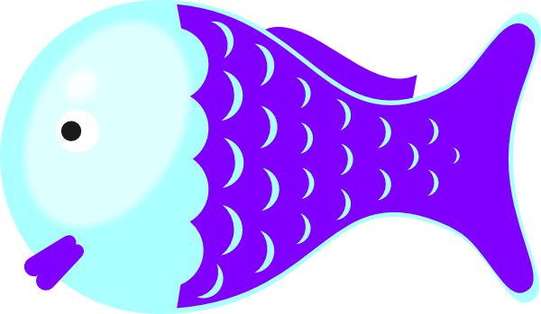 Purple Fish Clip Art - Cute Purple Color Fish Cartoon (600x349)