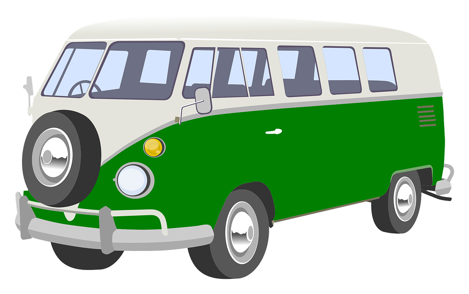Bus Cartoon 16, - Green Camper Van Clipart (960x601)