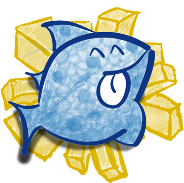 Burger Clipart Fish N Chip - Fish And Chips Cartoon (376x372)